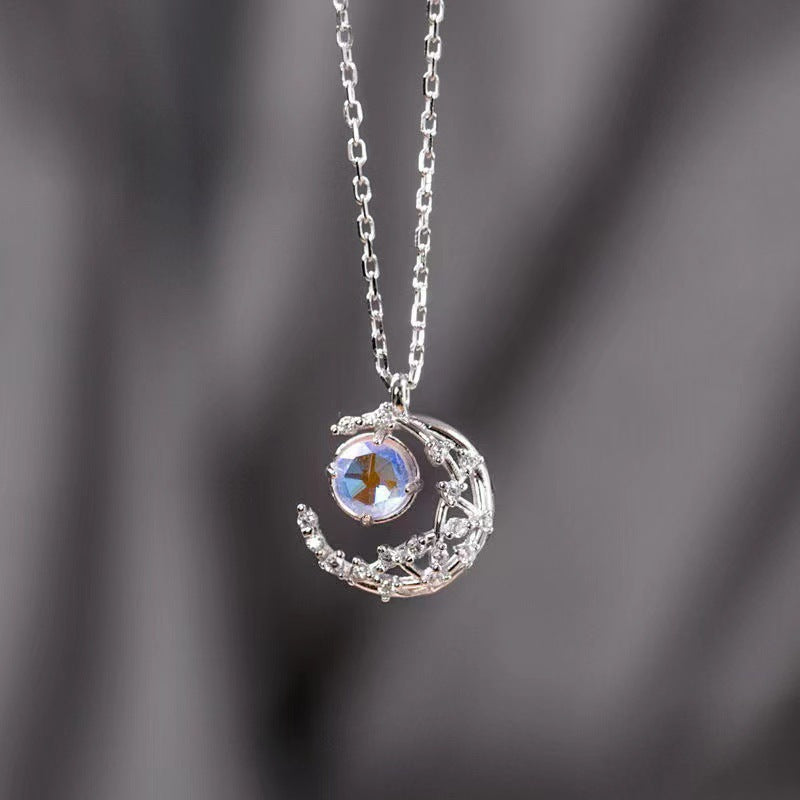 Dream Fall Star Moon Necklace Crescent Moon Diamond Inlaid Clavicle Chain PrestigePearls