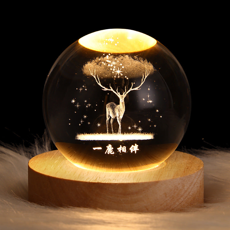 Luminous Starry Sky And Planets Moon Moon Crystal Ball Small Night Lamp Projection Ambience Light Creative Gift New Strange Gift - prestigepearls