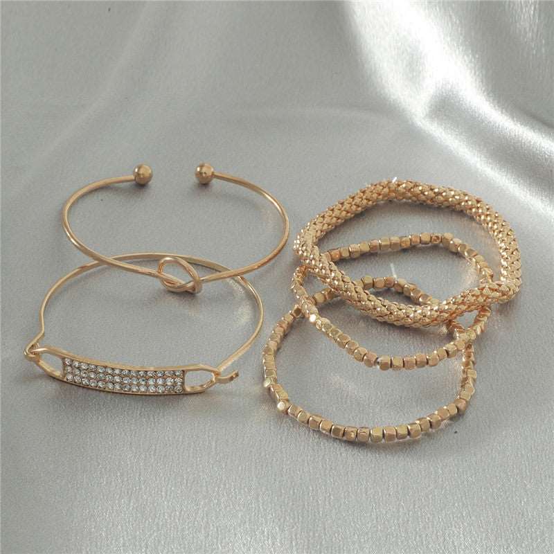 5-piece Set Of European And American Vintage Chain Bracelets