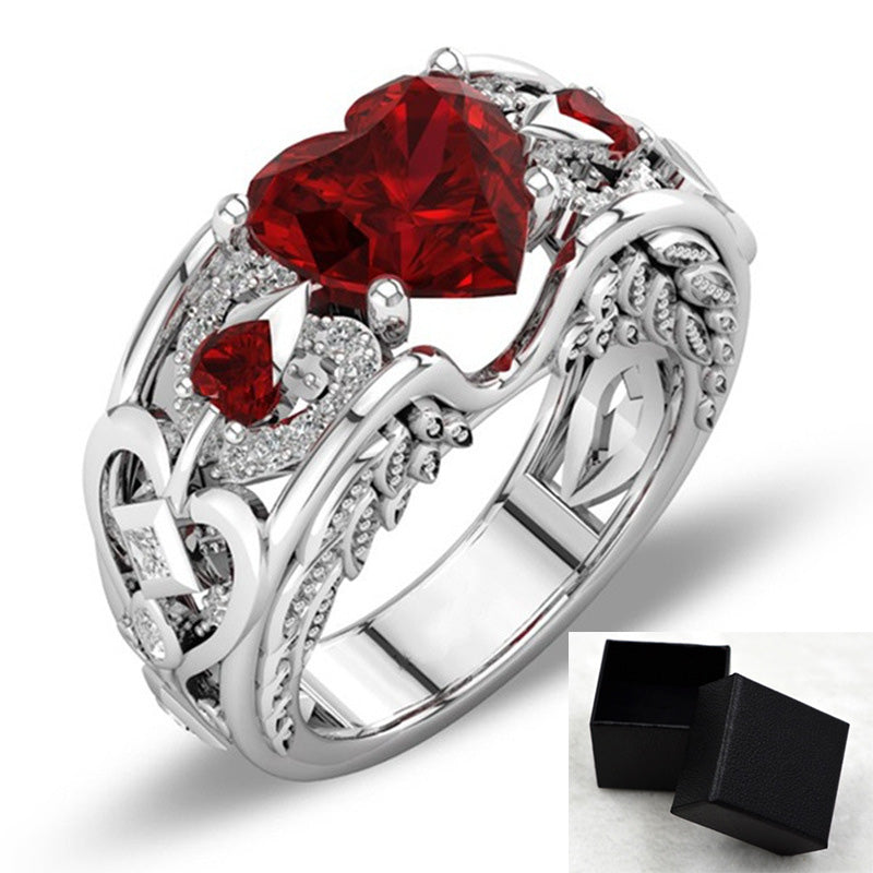 Princess Ring Heart-shaped Ruby Engagement Ring - prestigepearls