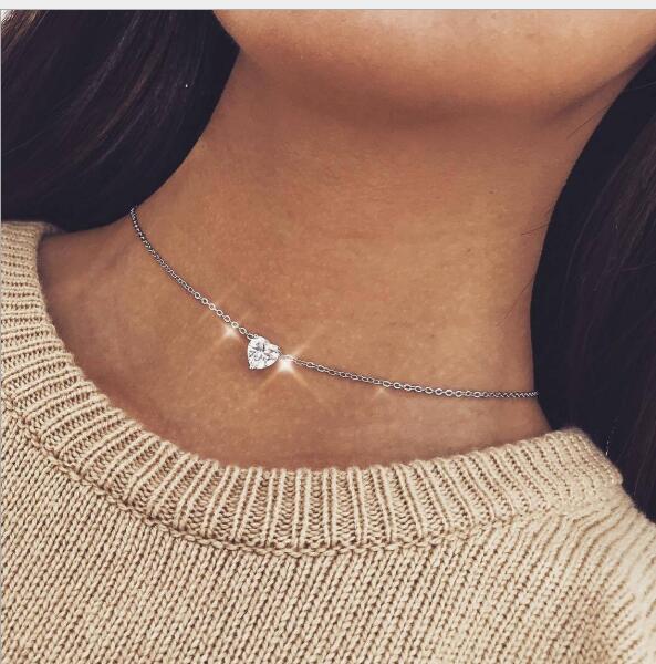 Crystal Heart Choker Necklace PrestigePearls