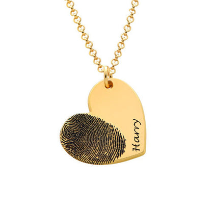 Personalized Fingerprint Necklace Custom Heart Necklace Name Necklace PrestigePearls