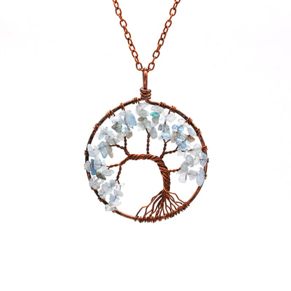 Tree Of Life Pendant Necklace Copper Crystal Natural Stone Necklace PrestigePearls