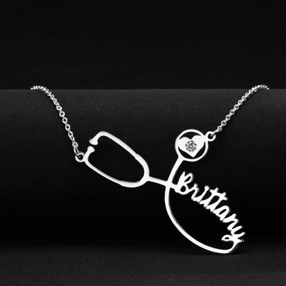 Customized Stainless Steel Stethoscope Name Necklace for Women Jewelry Gift PrestigePearls