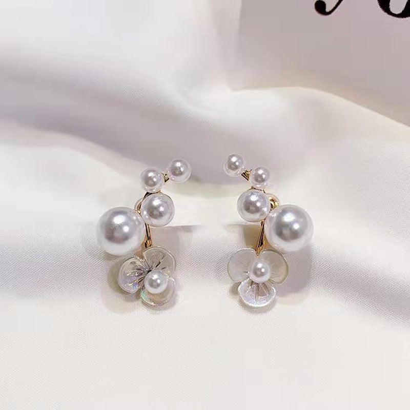 Metallic pearl flower shape stud earrings PrestigePearls