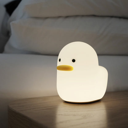 Nordic Cute Lovely Cartoon Dull Duck Led Night Light Silicone USB Charging NightLight Holiday Gifts Kids Room Bedside Bedroom - prestigepearls