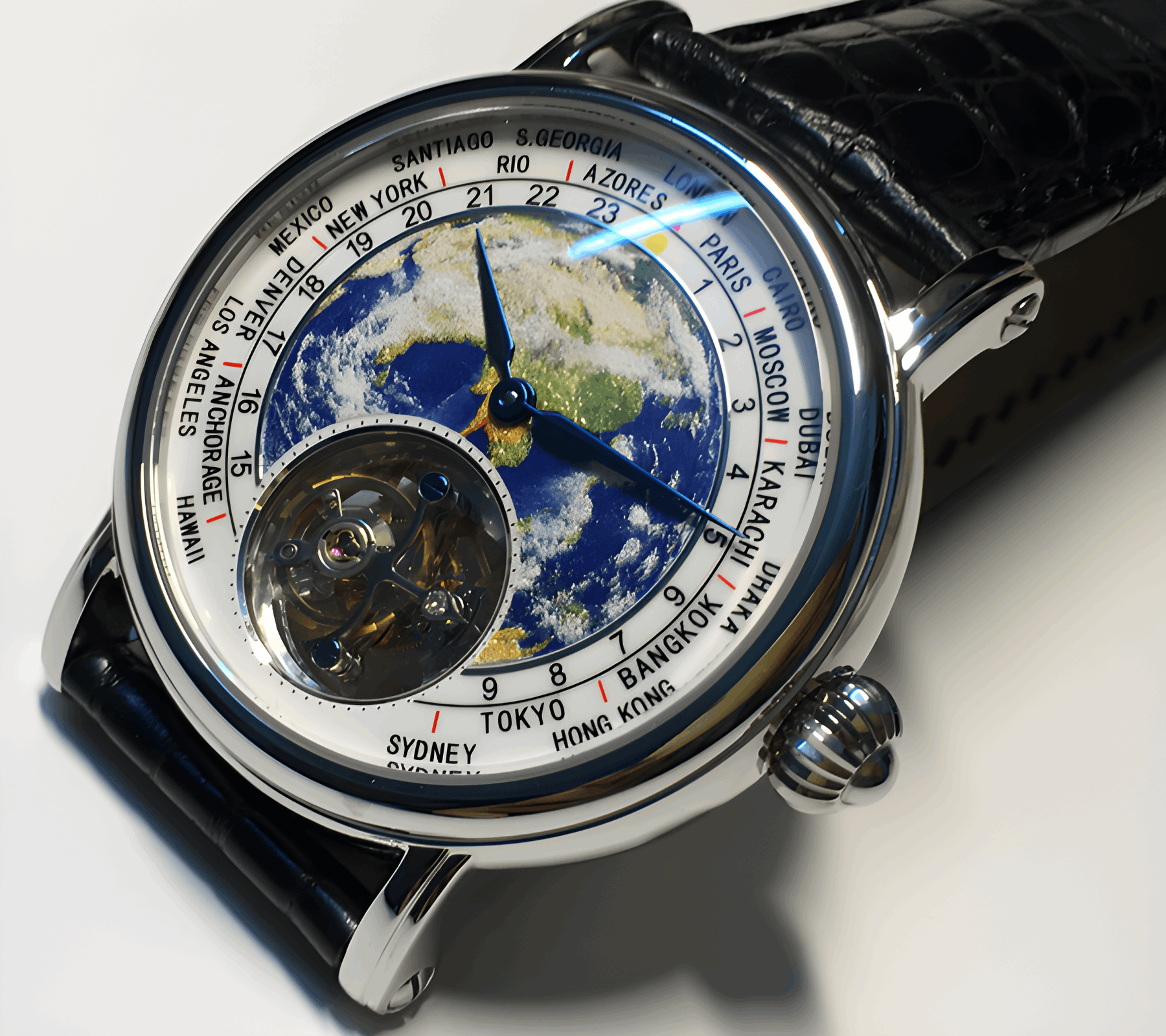 AESOP 7051 -- 3D Globe Tourbillon Round Watch