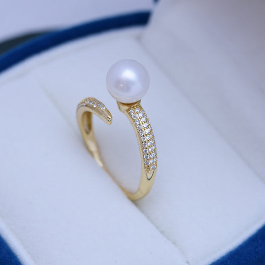 Freshwater Pearl 8-9mmS925 Silver Adjustable Ring PrestigePearls