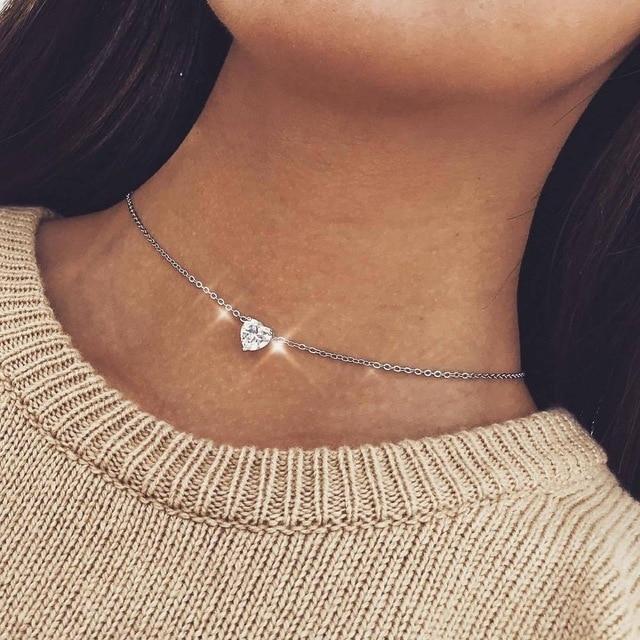 Crystal Heart Choker Necklace PrestigePearls