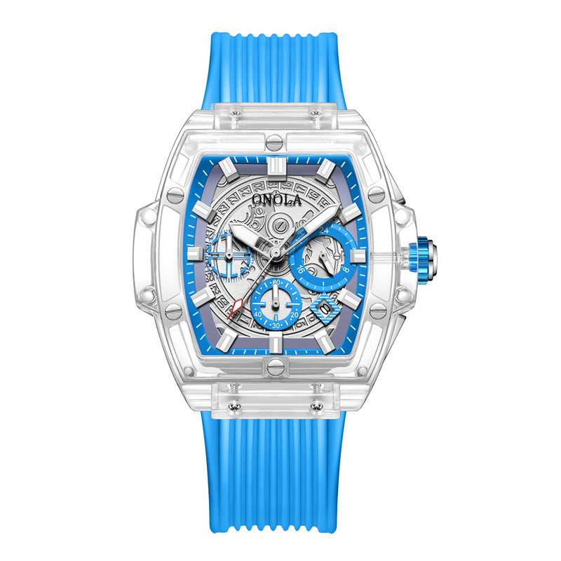 ONOLA 6819--Luminescent men's watch with transparent case PrestigePearls