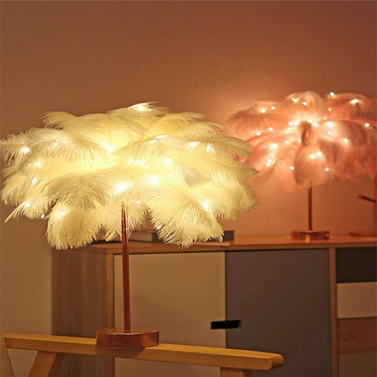 PlumeGlow-Feather Lamp Nordic Desk Lamp PrestigePearls