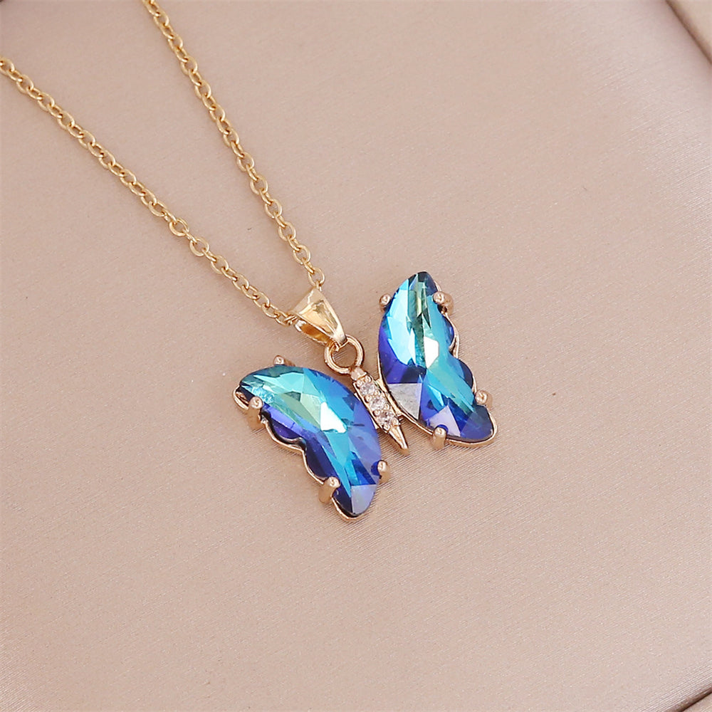 Gradient Butterfly Necklace Women's Fashion Pendant Necklace Clavicle Chain PrestigePearls