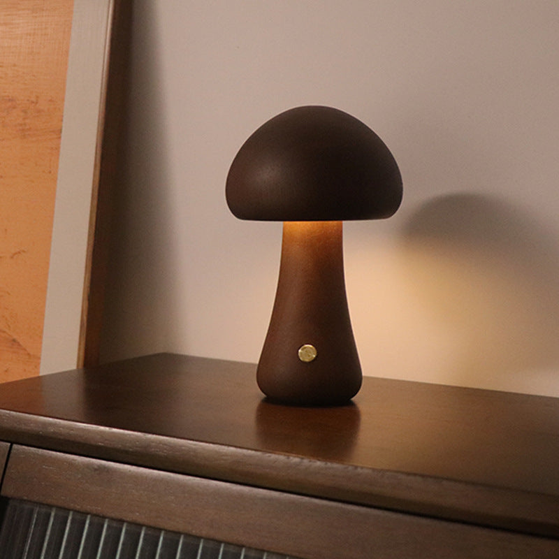 INS Wooden Cute Mushroom LED Night Light With Touch Switch  Bedside Table Lamp For Bedroom Childrens Room Sleeping Night Lamps Home Decor - prestigepearls