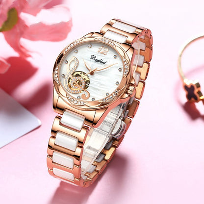 Female hollow automatic mechanical watch PrestigePearls