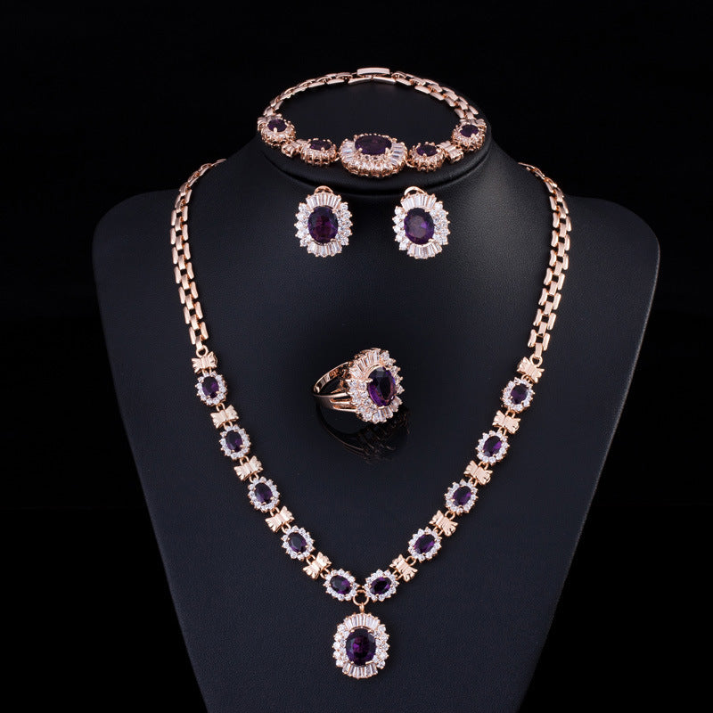 Big Brand Retro Zircon Necklace Set Chain Women PrestigePearls