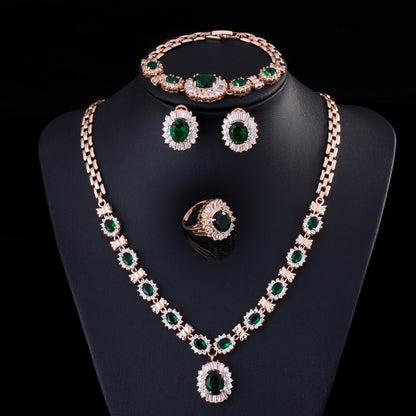 Big Brand Retro Zircon Necklace Set Chain Women PrestigePearls