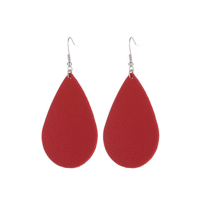 Leaf Drop PU Artificial Leather Earrings PrestigePearls