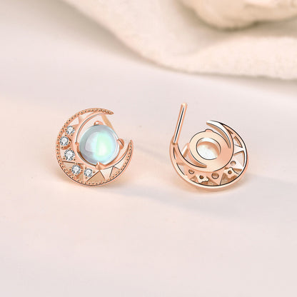 Sterling Silver Moonstone Star And Moon Stud Earrings PrestigePearls