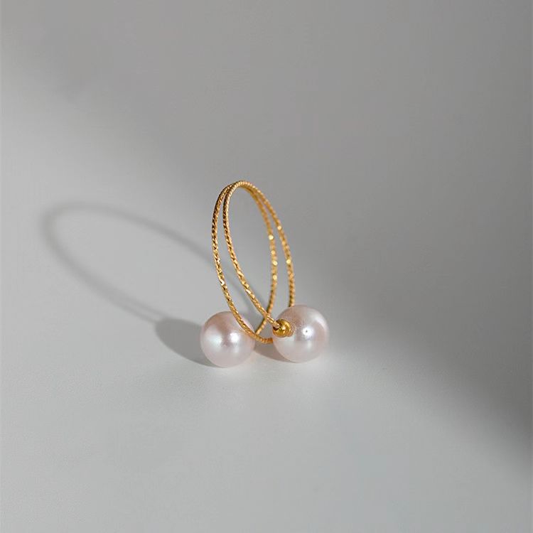 18k Gold Pearl Elastic Rings Au750 Color Gold Adjustable PrestigePearls