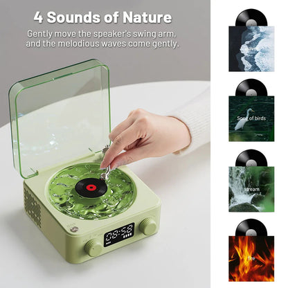 Retro Turntable Speaker Wireless Bluetooth 5.0 Vinyl Record Player Stereo Sound With White Noise RGB Projection Lamp Effect PrestigePearls