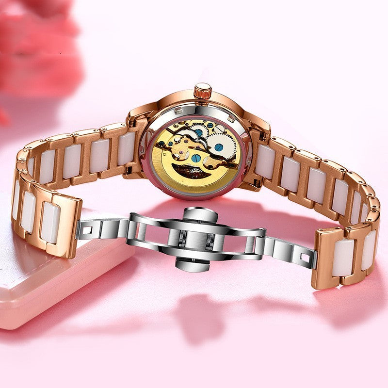 Female hollow automatic mechanical watch PrestigePearls