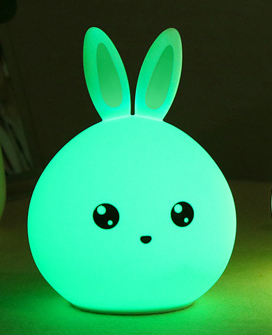 Cute Night Light Animal Rabbit Night lamps Touch Sensor Silicone LED Colorful Lights - prestigepearls