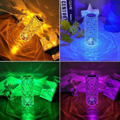 LED Crystal Table Lamp Diamond Rose Night Light Touch Atmosphere &Remote Control - prestigepearls