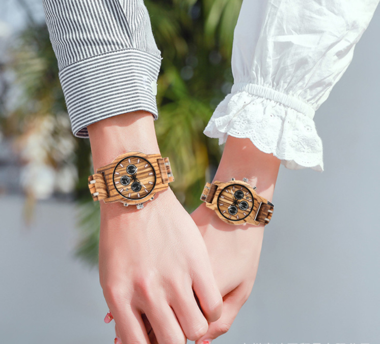 Wooden quartz watch fashion couple Watch PrestigePearls