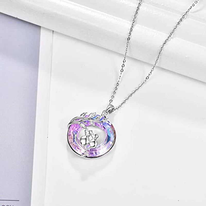 Fashion Purple Crystal Cat Necklace For Women Girls Cute Kitty Kitten Pendant PrestigePearls