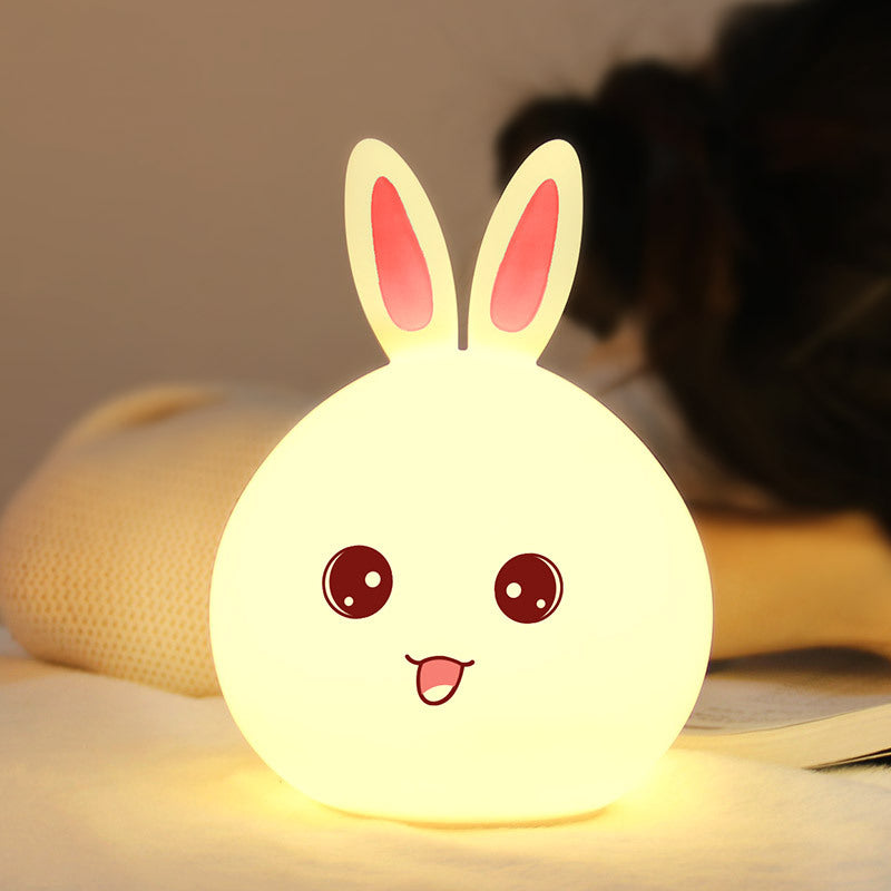 Cute Night Light Animal Rabbit Night lamps Touch Sensor Silicone LED Colorful Lights - prestigepearls