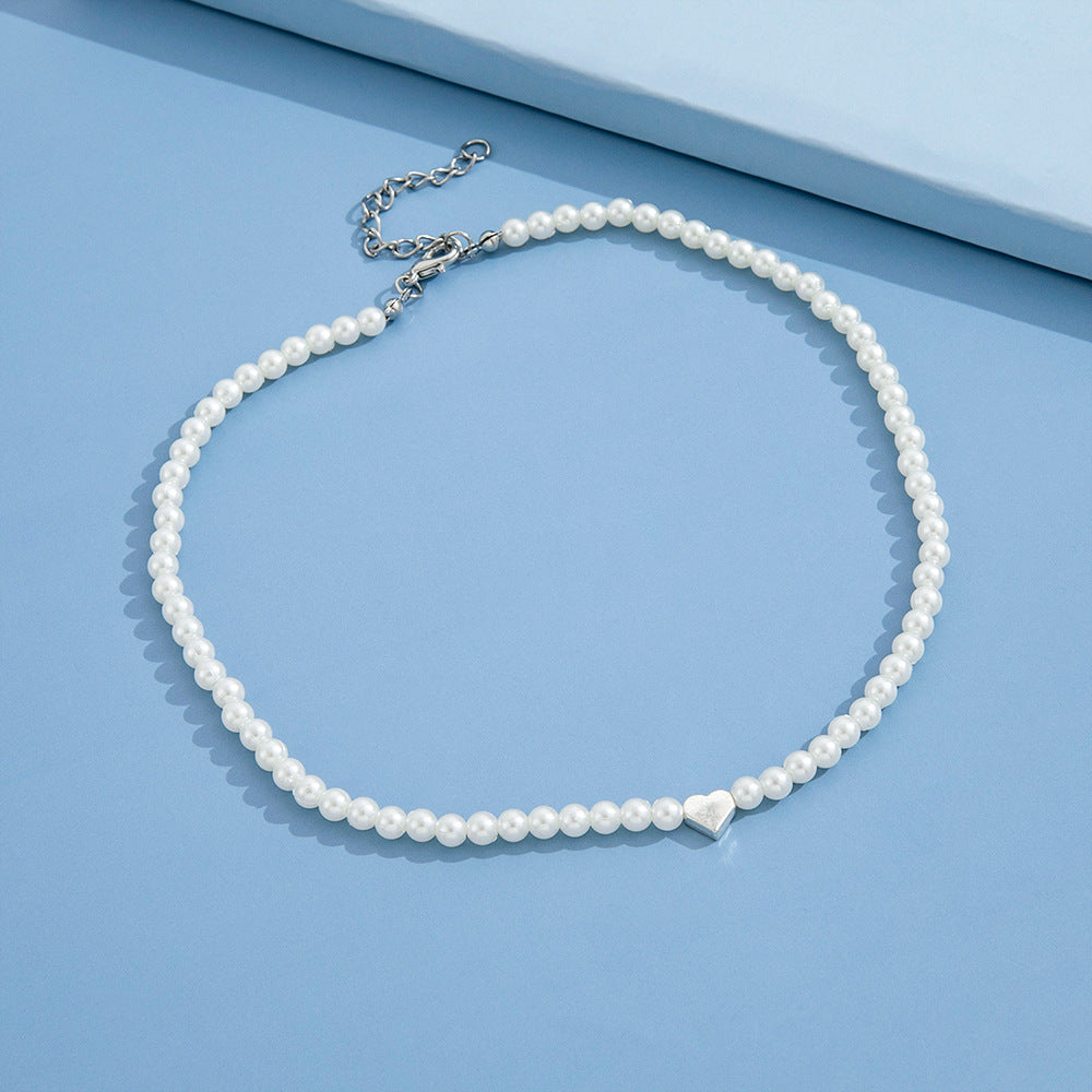 Lovelace Pearl Heart Necklace__ Pearl Heart Clavicle Chain Necklace PrestigePearls