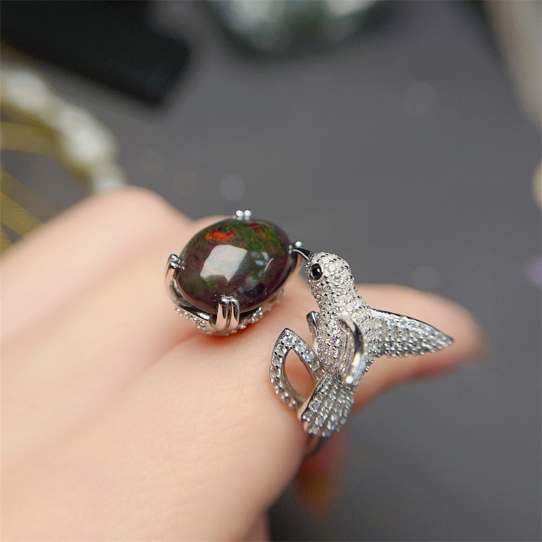 Natural Black Opal Ring For Women PrestigePearls