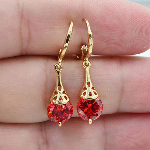 Gold Plated Stone Pierced Dangle Earrings PrestigePearls