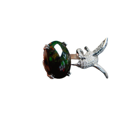 Natural Black Opal Ring For Women PrestigePearls