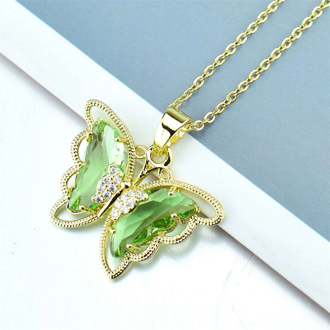 Butterfly Crystal Zircon Pendant Necklace