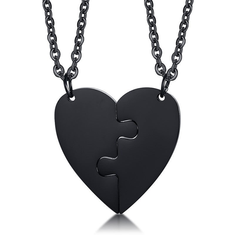 Titanium Steel Heart-Shaped Friendship Pendant Two-Piece Jewelry PrestigePearls