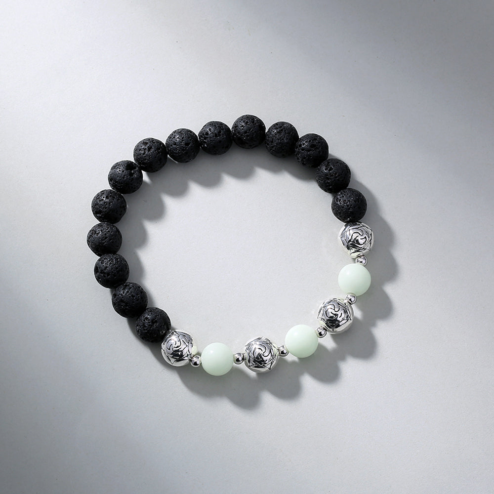 NightGlow Volcanic Bracelet _ Black Volcanic Stone Bracelet Luminous Bead Bracelet PrestigePearls