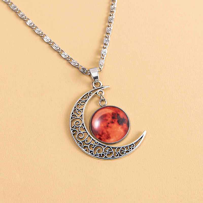 Fashion Glowing Red Luminous Moon Necklace PrestigePearls