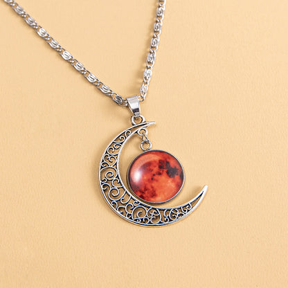 Fashion Glowing Red Luminous Moon Necklace PrestigePearls