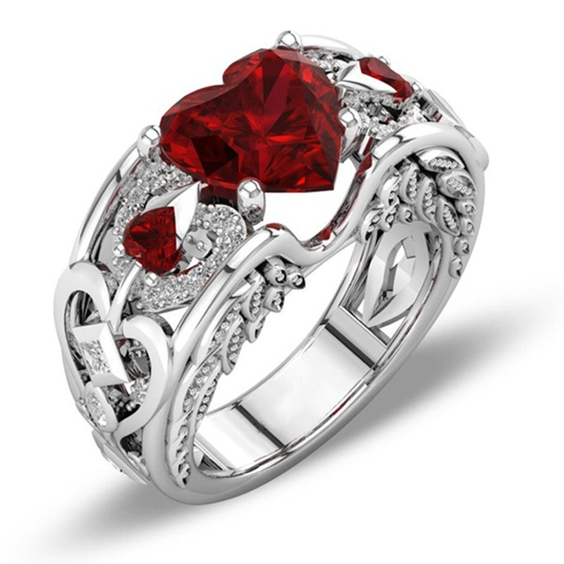 Princess Ring Heart-shaped Ruby Engagement Ring - prestigepearls