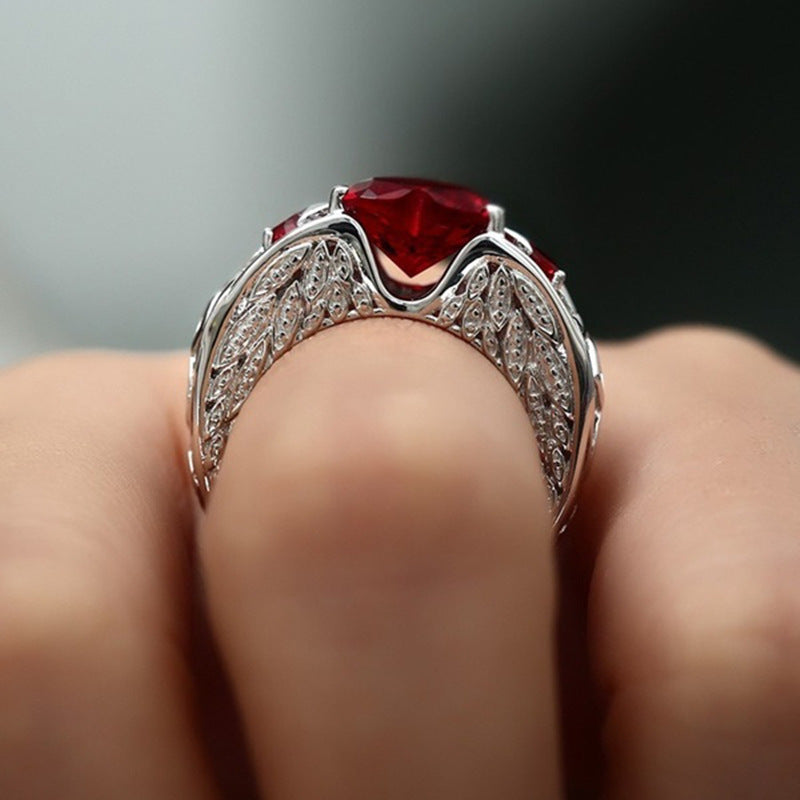 Princess Ring Heart-shaped Ruby Engagement Ring - prestigepearls