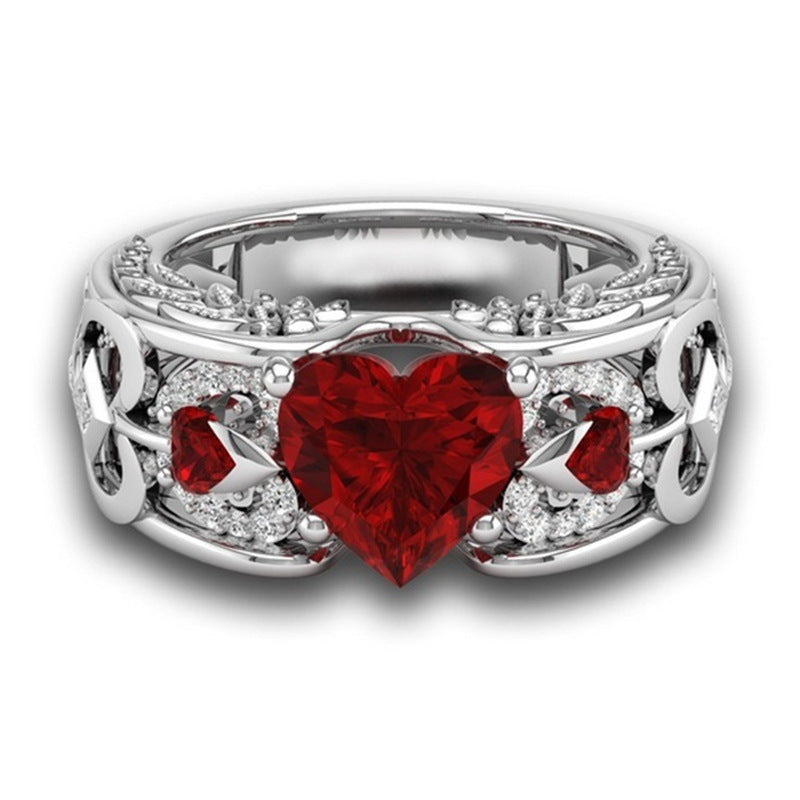 Princess Ring Heart-shaped Ruby Engagement Ring - prestigepearls