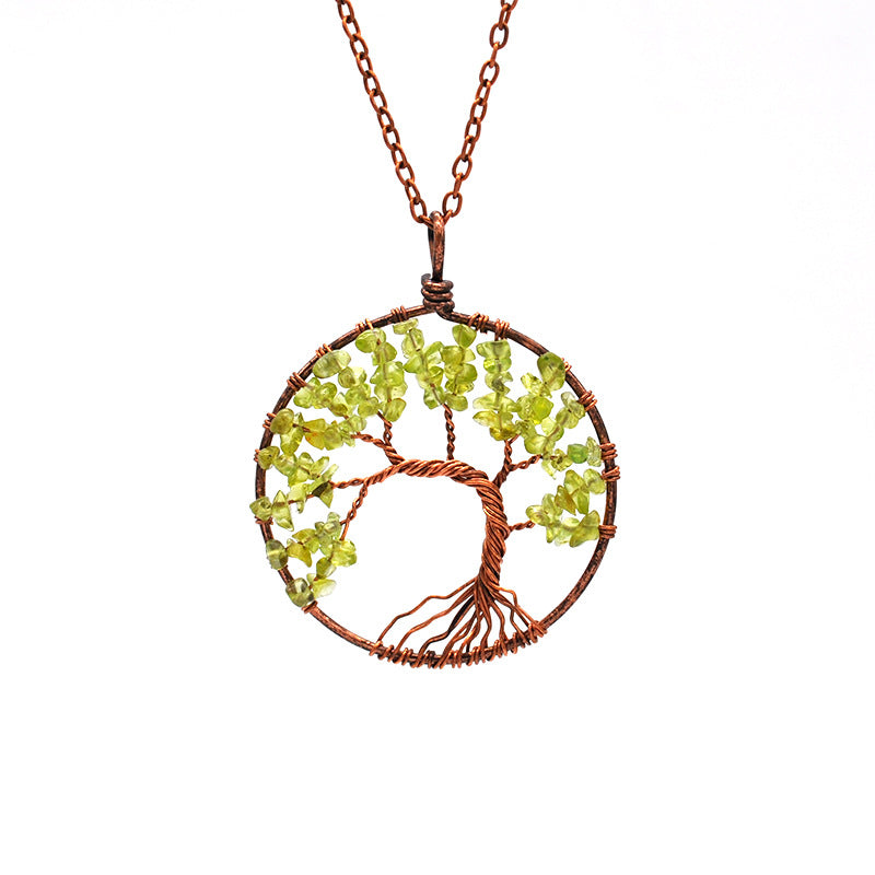 Tree Of Life Pendant Necklace Copper Crystal Natural Stone Necklace PrestigePearls