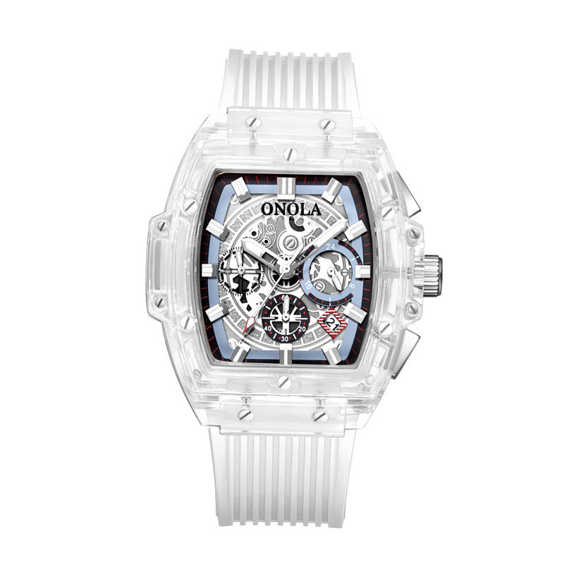 ONOLA 6819--Luminescent men's watch with transparent case PrestigePearls