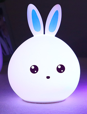 Cute Night Light Animal Rabbit Night lamps Touch Sensor Silicone LED Colorful Lights - prestigepearls