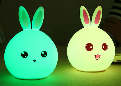 Cute Night Light Animal Rabbit Night lamps Touch Sensor Silicone LED Colorful Lights - prestigepearls