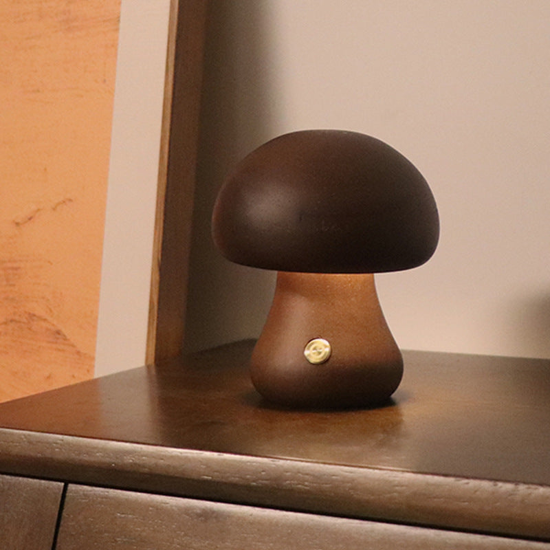 INS Wooden Cute Mushroom LED Night Light With Touch Switch  Bedside Table Lamp For Bedroom Childrens Room Sleeping Night Lamps Home Decor - prestigepearls