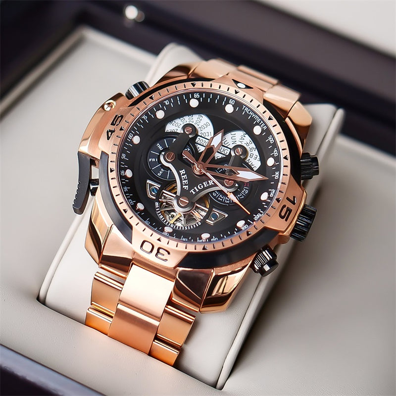 REEF TIGER RGA3503--Men's Mechanical Watch Large Dial Waterproof Strong Luminous PrestigePearls