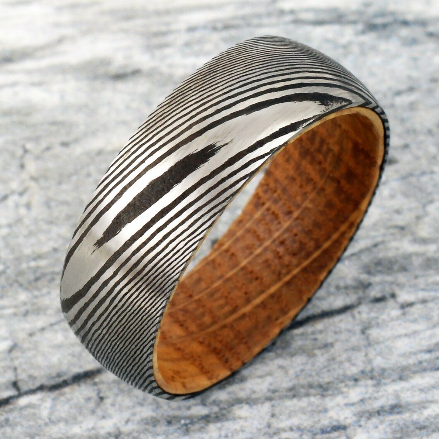 Laser Damascus Steel Pattern On The Surface Of Tungsten Ring PrestigePearls