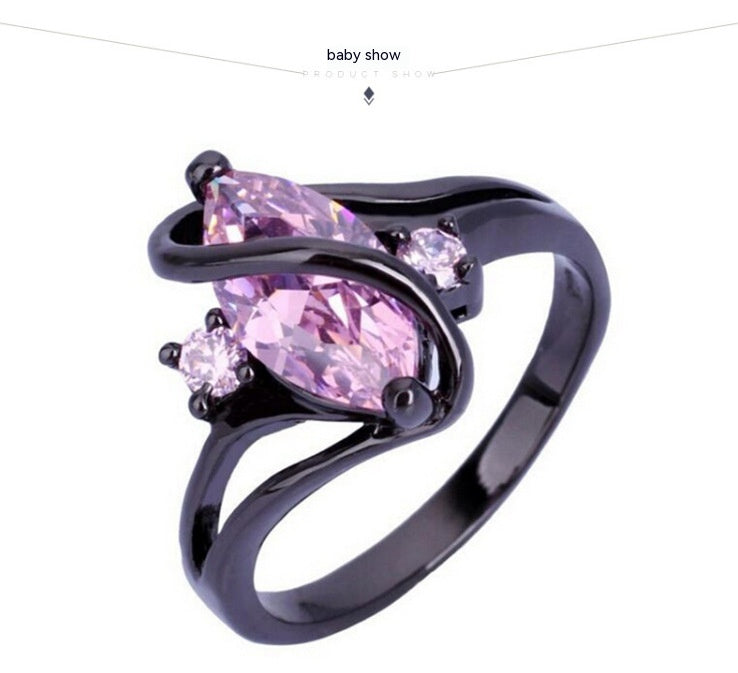 Popular Fashion Luxury Retro Purple Zircon CZ Color Crystal Ring Ladies Engagement Jewelry Stainless Steel Ring PrestigePearls